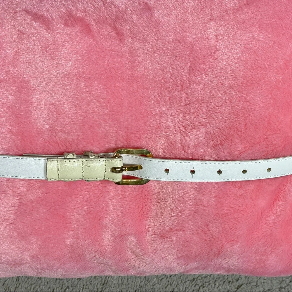 Vintage Skinny‎ White Leather Belt